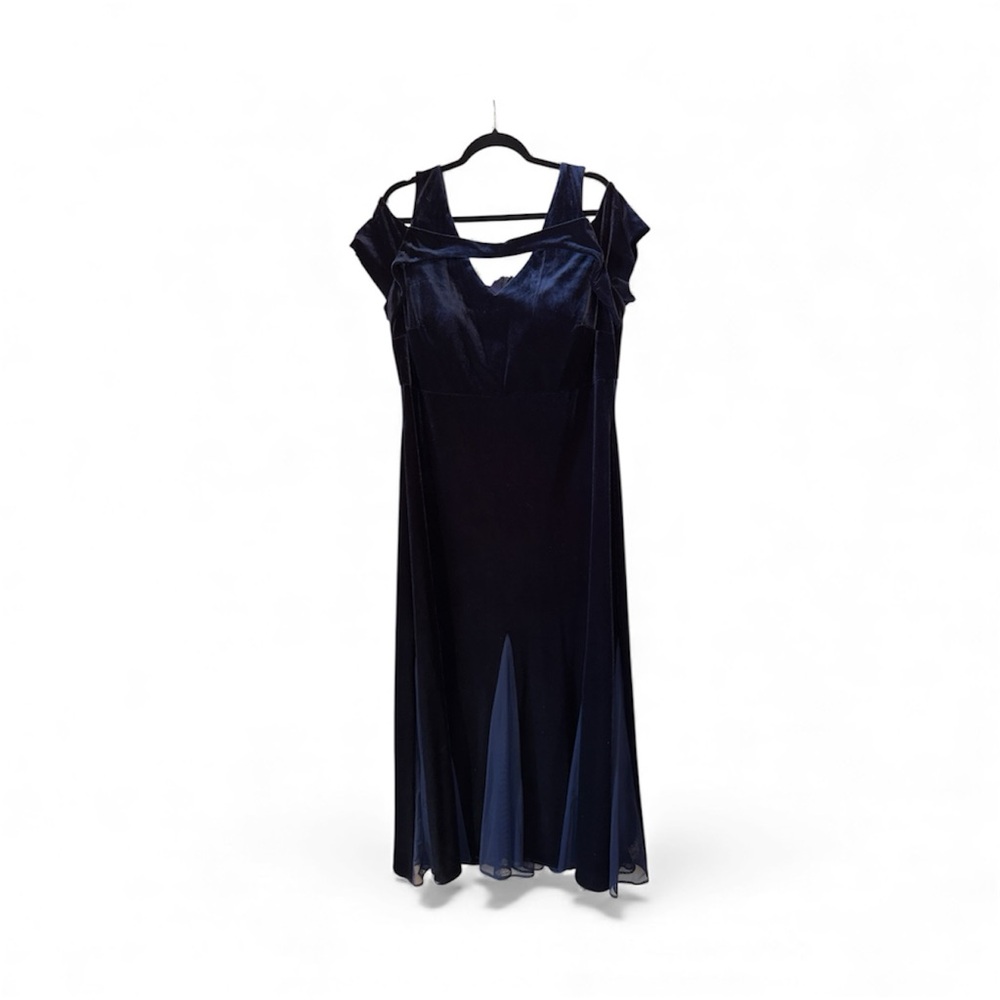 Night Way Collections Navy Blue Velvet 16W Evening Dress